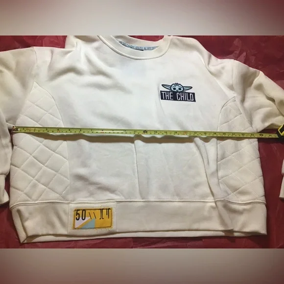 Disney store grogu the child sweatshirt w/quilted panels & stitched patches XL - Picture 5 of 8